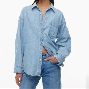 Aritzia Denim Forum Oversized Chambray Button Down Shirt Denim Button-Up Shirt